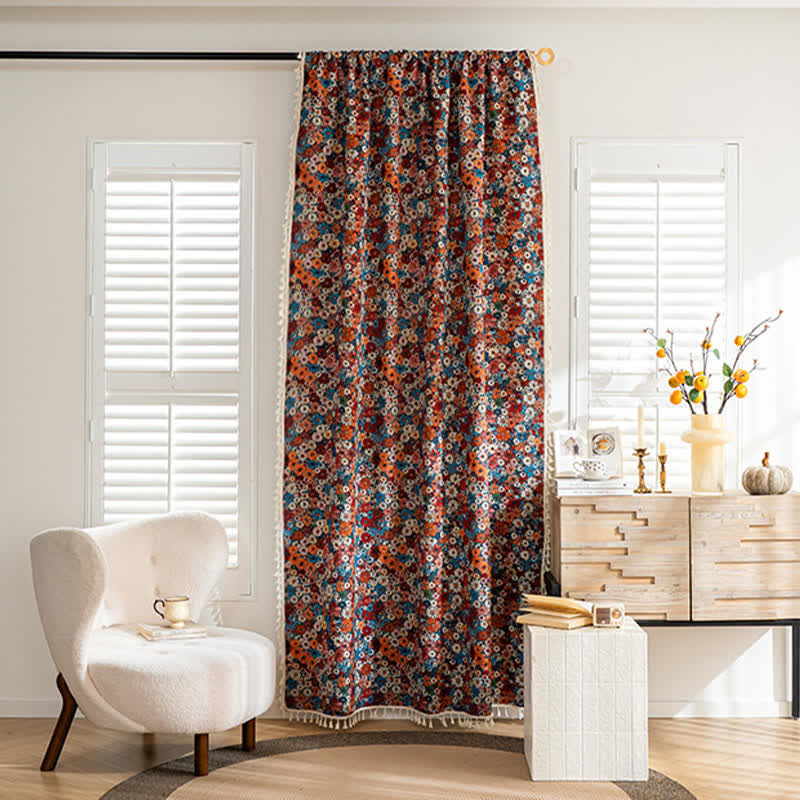 Colorful Daisy Jacquard Tassel Curtain - image 1