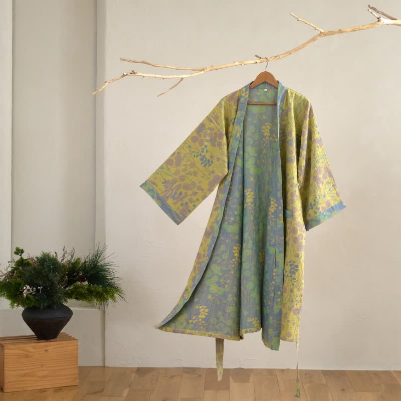 Lotus Organic Cotton Gauze Kimono Robe - Yellow - XL - image 0