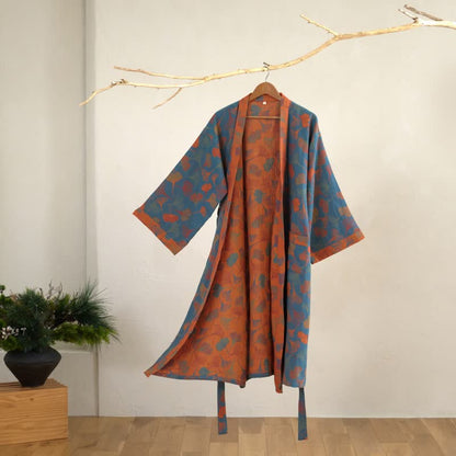 Ginkgo Biloba Cotton Gauze Kimono Robe - image 15