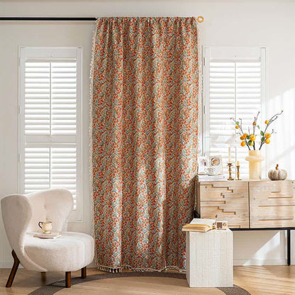 Country Style Red Floral Tassel Curtain - image 1
