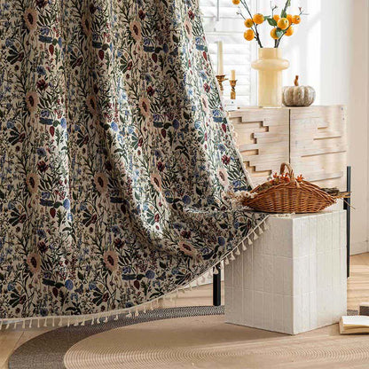 Artistic Sunflower Leaf Tassel Curtain - Rod Pocket - 59" x 102" - image 0