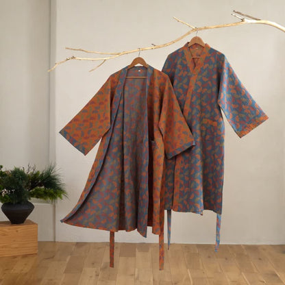 Ginkgo Biloba Cotton Gauze Japanese Robe - image 1