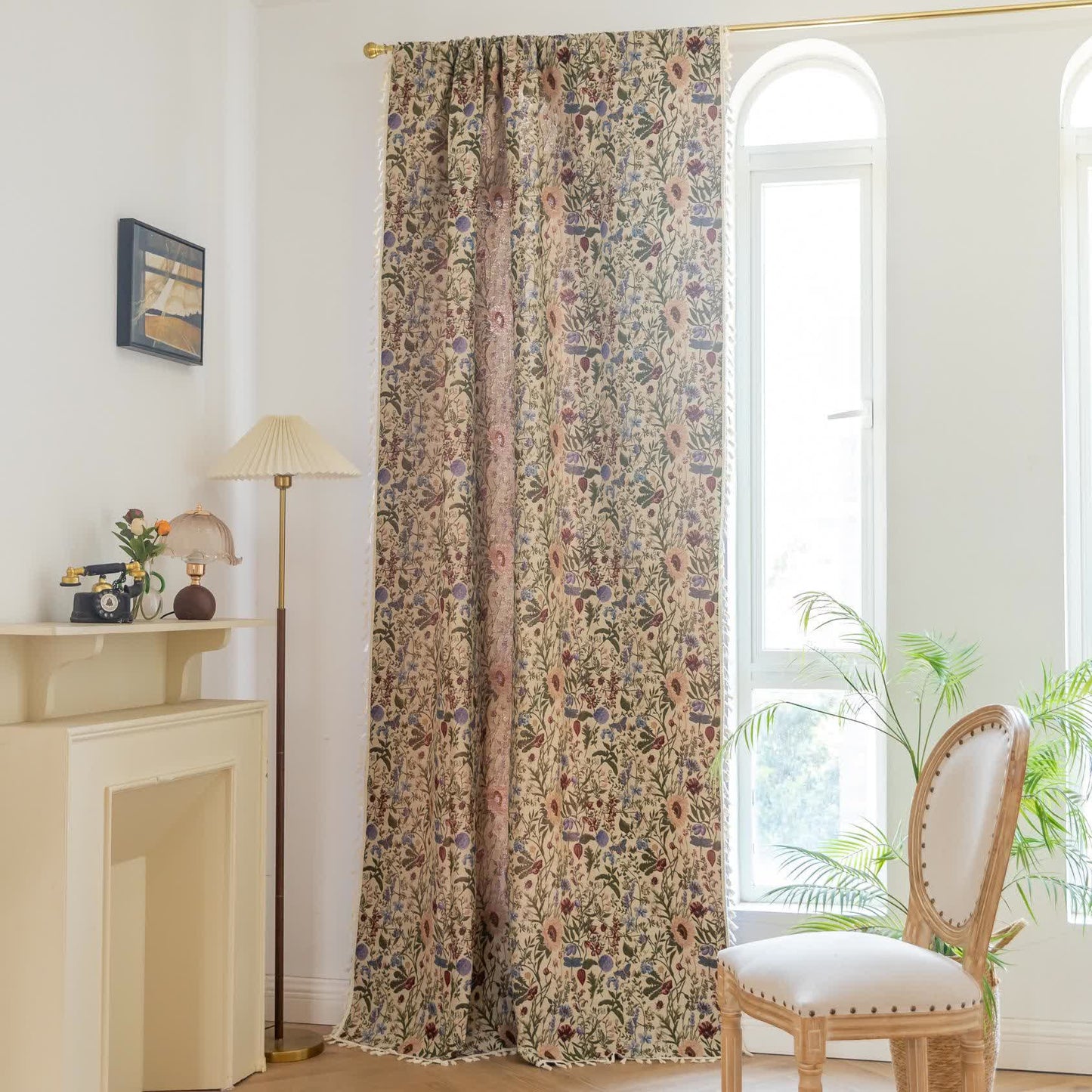 Painterly Dahlia Floral Tassel Curtain - image 1