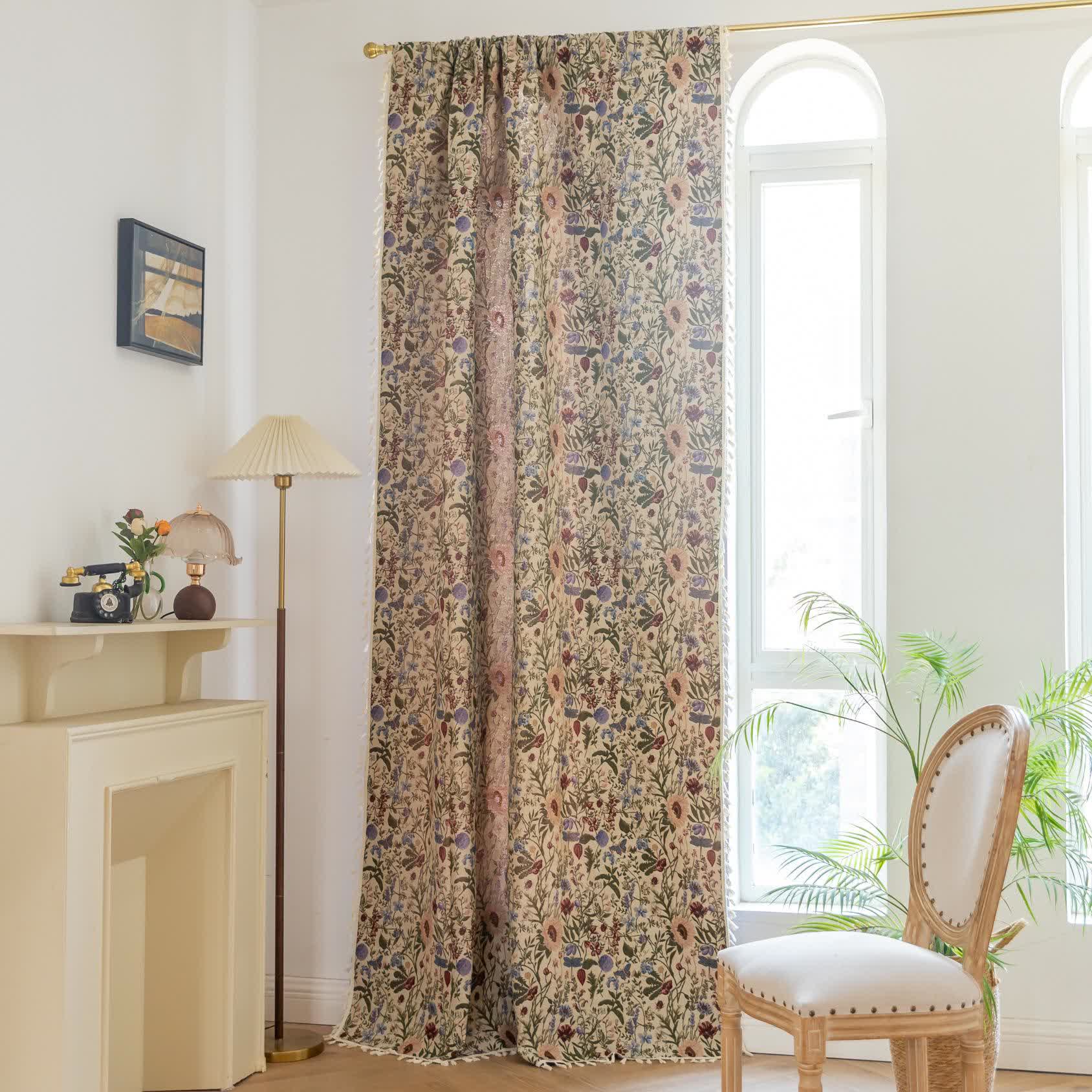 Painterly Dahlia Floral Tassel Curtain - image 1