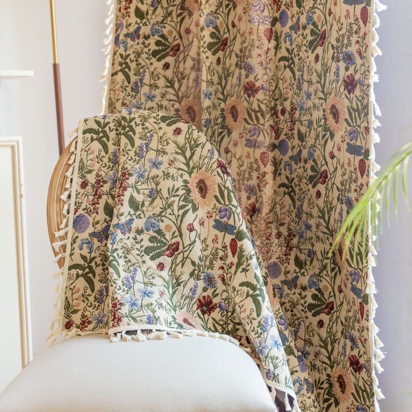 Painterly Dahlia Floral Tassel Curtain - image 4