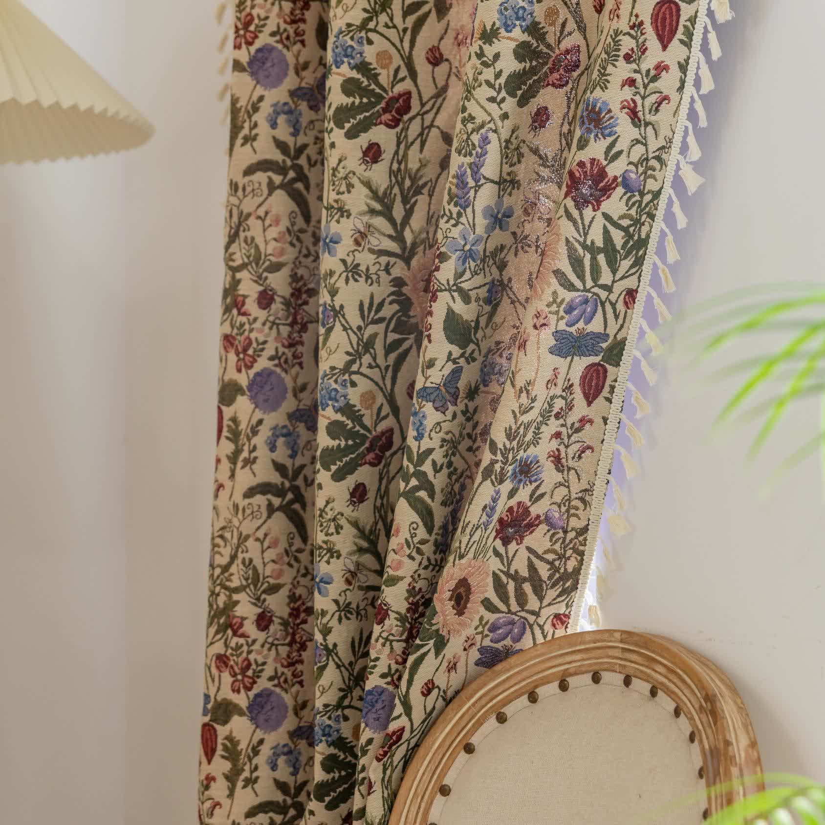 Painterly Dahlia Floral Tassel Curtain - image 6