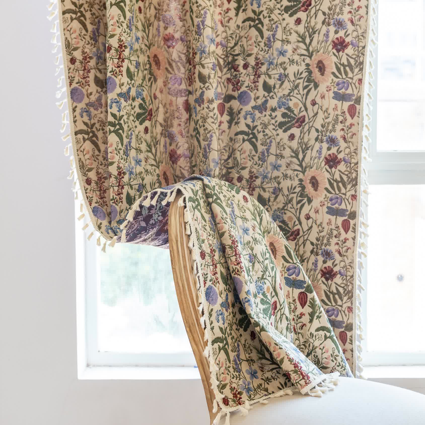 Painterly Dahlia Floral Tassel Curtain - image 3