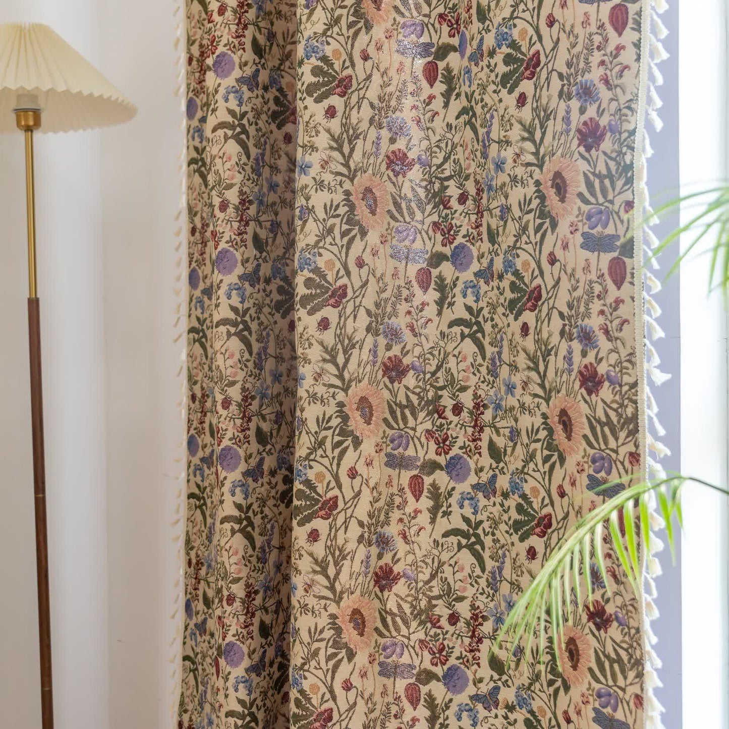 Painterly Dahlia Floral Tassel Curtain - image 2