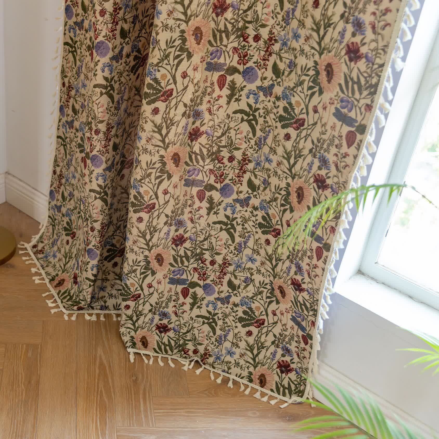 Painterly Dahlia Floral Tassel Curtain - image 7