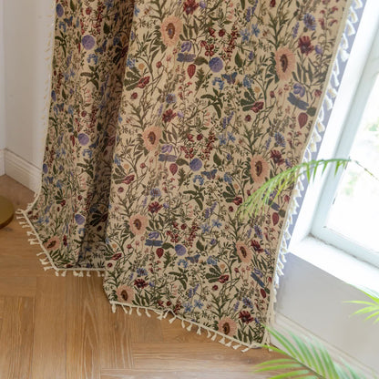 Painterly Dahlia Floral Tassel Curtain - image 7