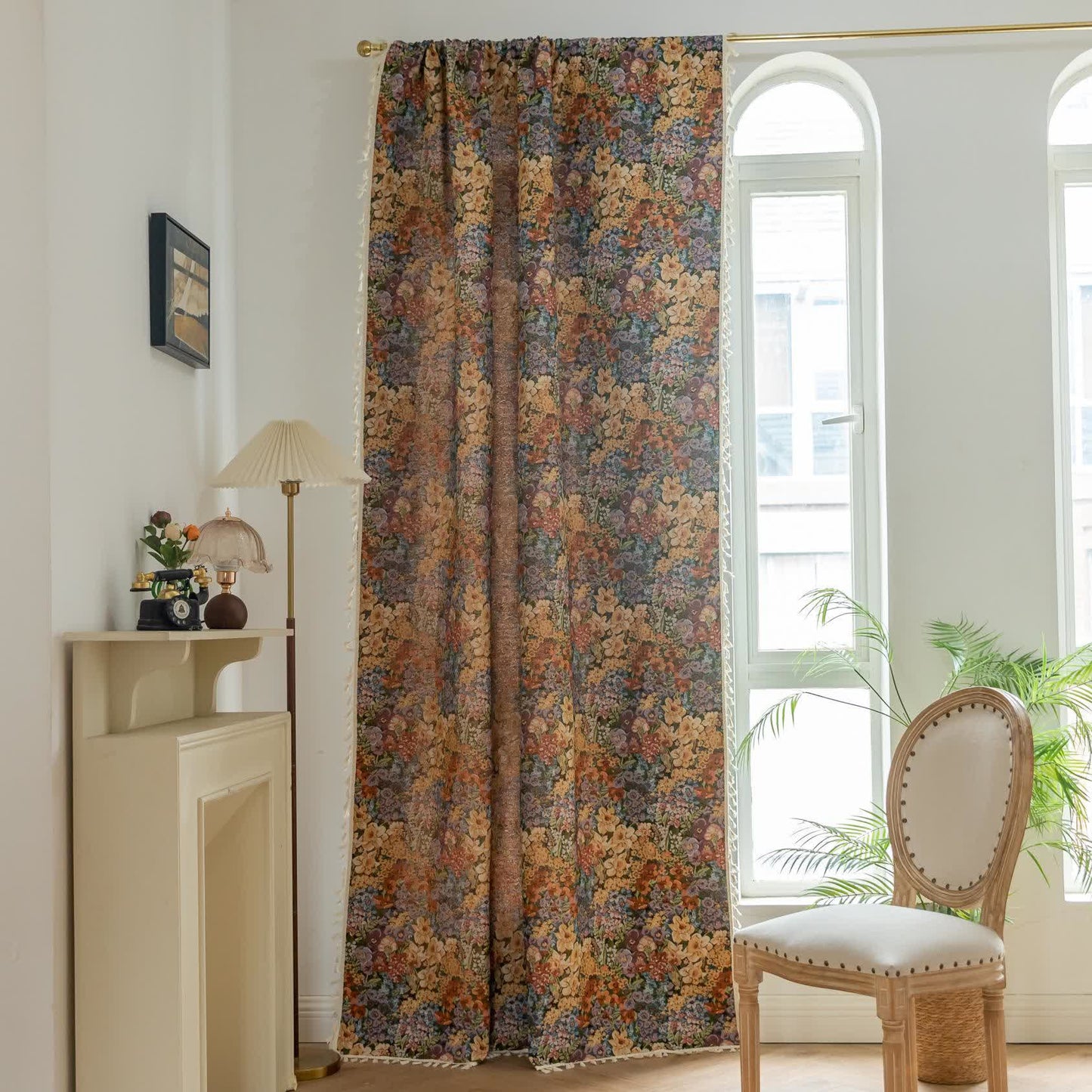 Luxurious Blooming Flowers Tassel Curtain - image 1