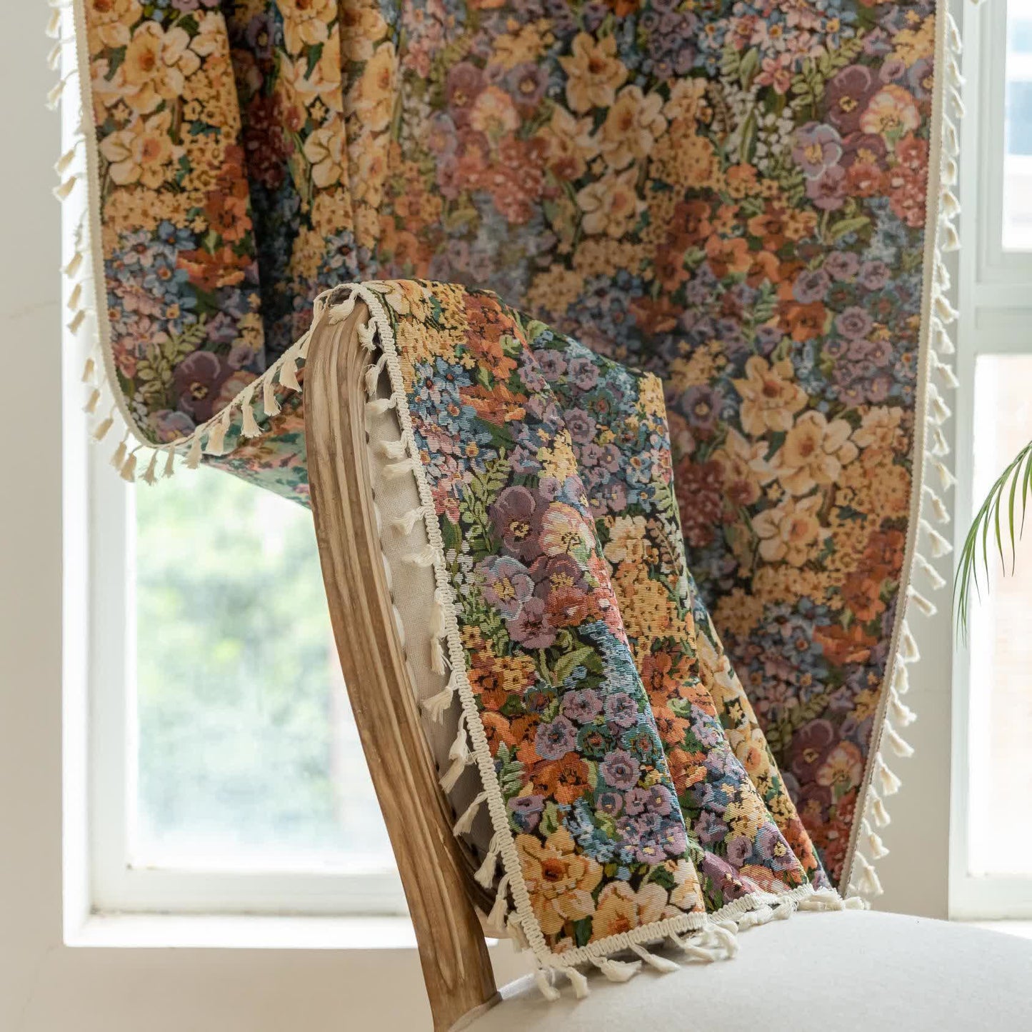 Luxurious Blooming Flowers Tassel Curtain - image 4