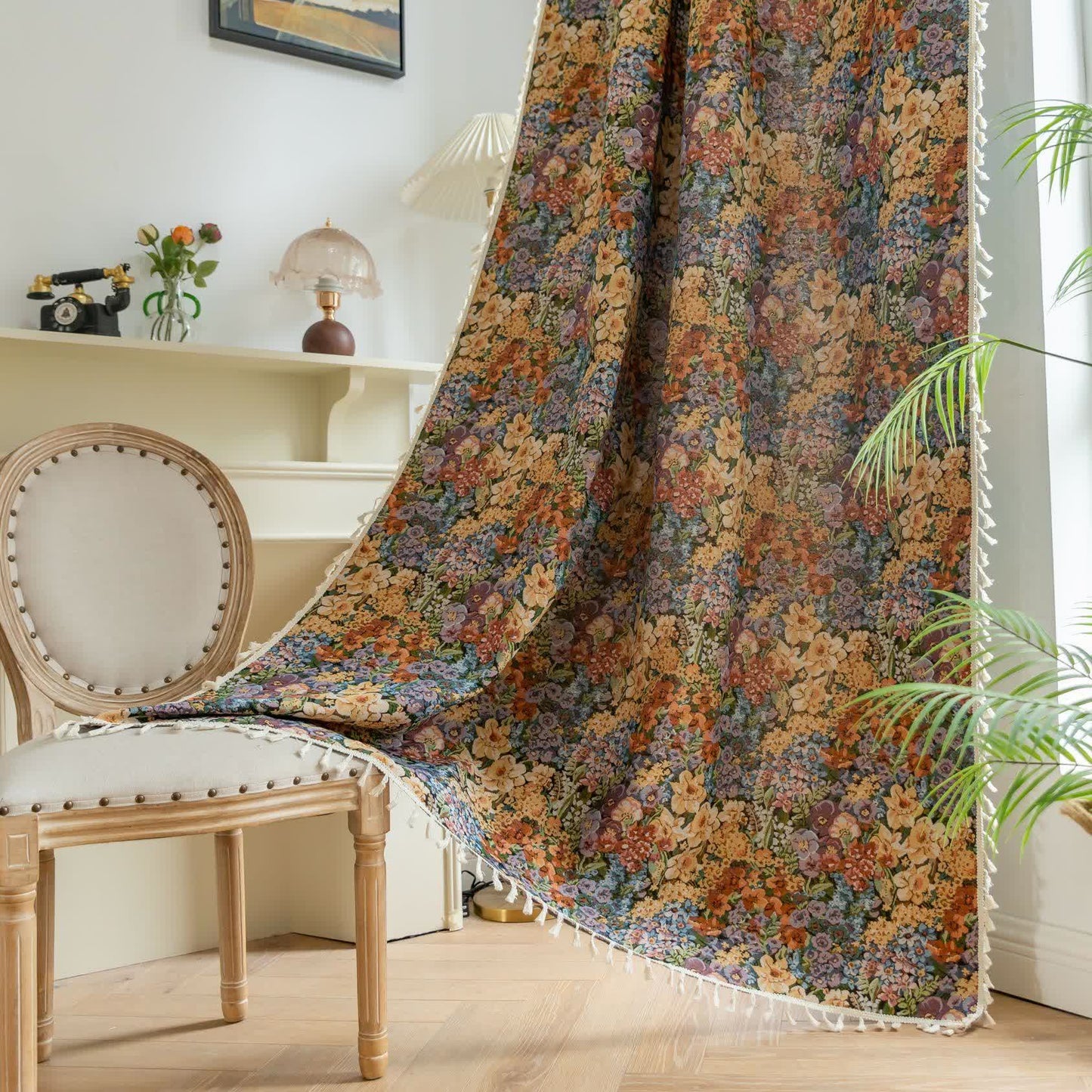 Luxurious Blooming Flowers Tassel Curtain - image 3