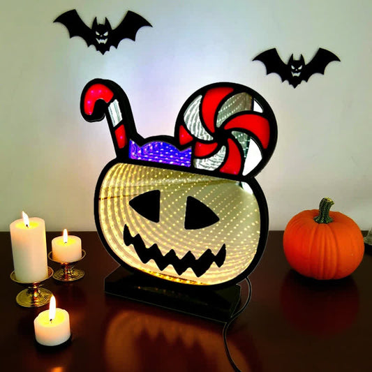 3D Pumpkin Infinity Lights Halloween Decoration - 3PCS - 1.97"W x 7.28"L x 8.27"H - image 0