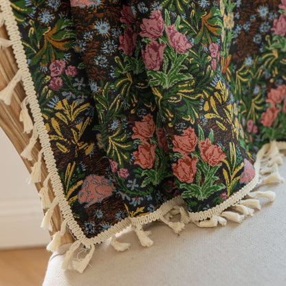 Retro Floral Branch Leaf Tassel Curtain - image 7