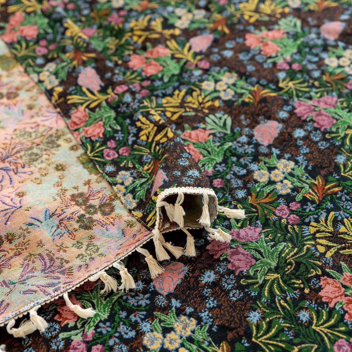 Retro Floral Branch Leaf Tassel Curtain - image 8