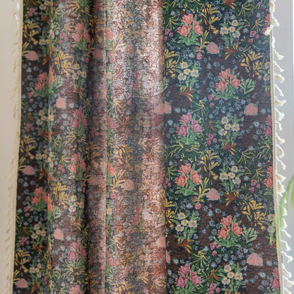 Retro Floral Branch Leaf Tassel Curtain - image 6