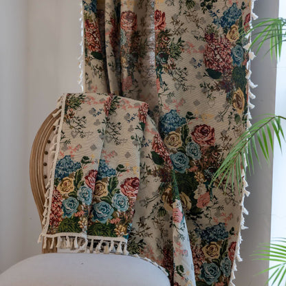 Retro Colorful Rose Tassel Curtain - image 3
