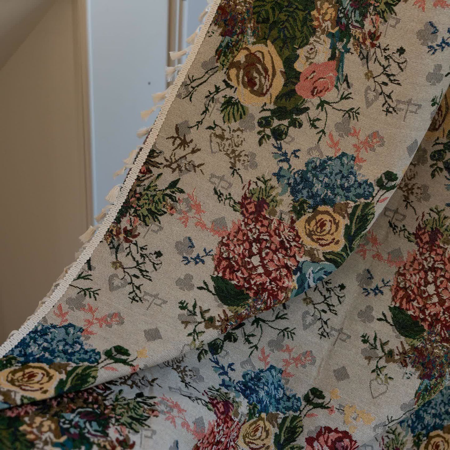 Retro Colorful Rose Tassel Curtain - image 6