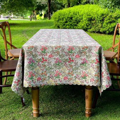 Painterly Floral Scalloped Edge Tablecloth - 55" x 102" - image 0