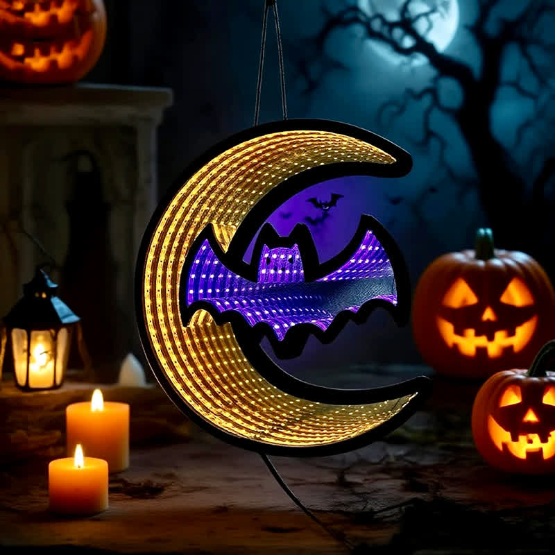 3D Bat Infinity Lights Hanging Decoration - 3PCS - 0.59"W x 7.87"L x 8.66"H - image 0