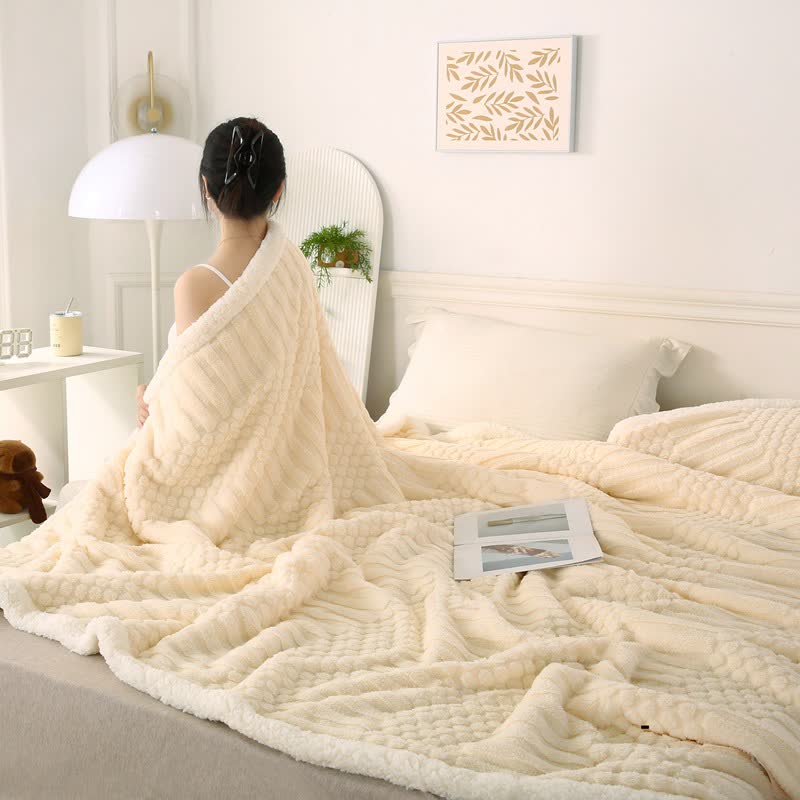 Solid Color Textured Fleece Throw Blanket - image 4