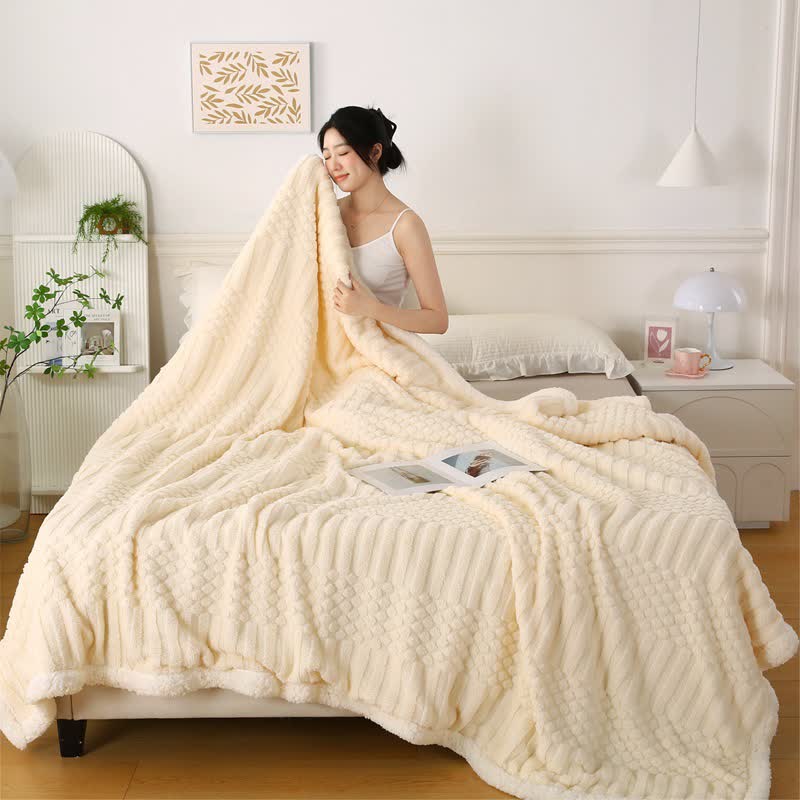 Solid Color Textured Fleece Throw Blanket - image 2