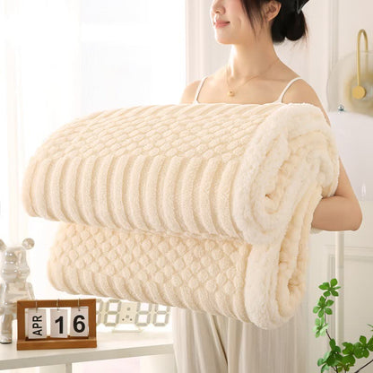 Solid Color Textured Fleece Throw Blanket - Beige - Queen - image 5