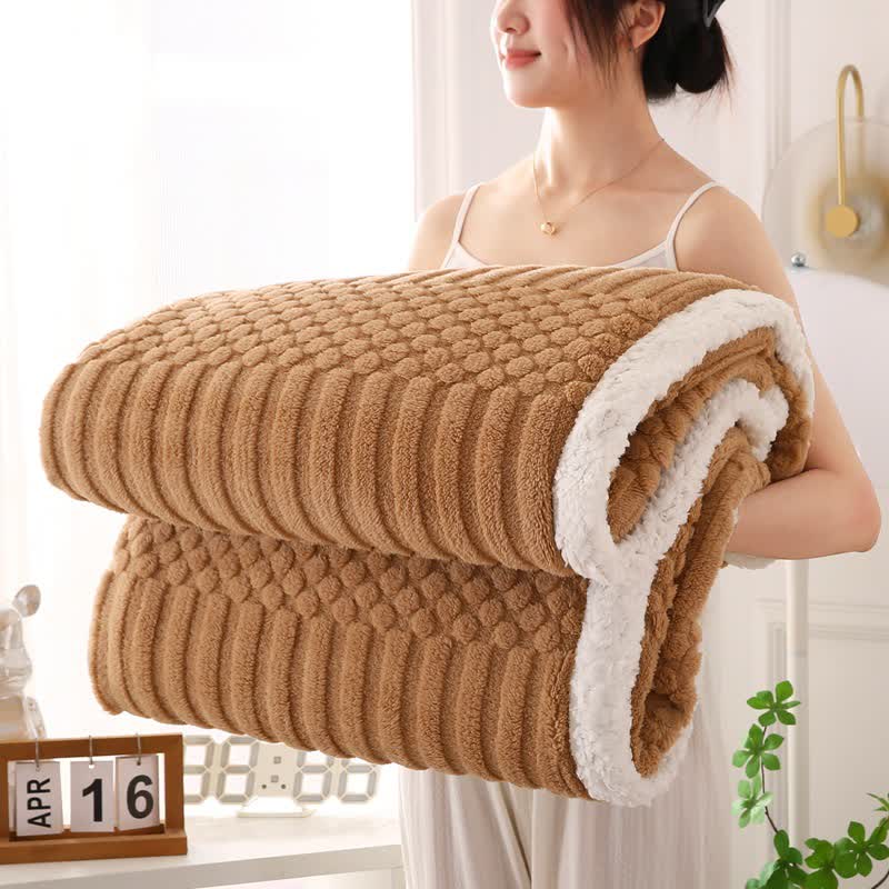 Solid Color Textured Fleece Throw Blanket - Brown - Queen - image 10