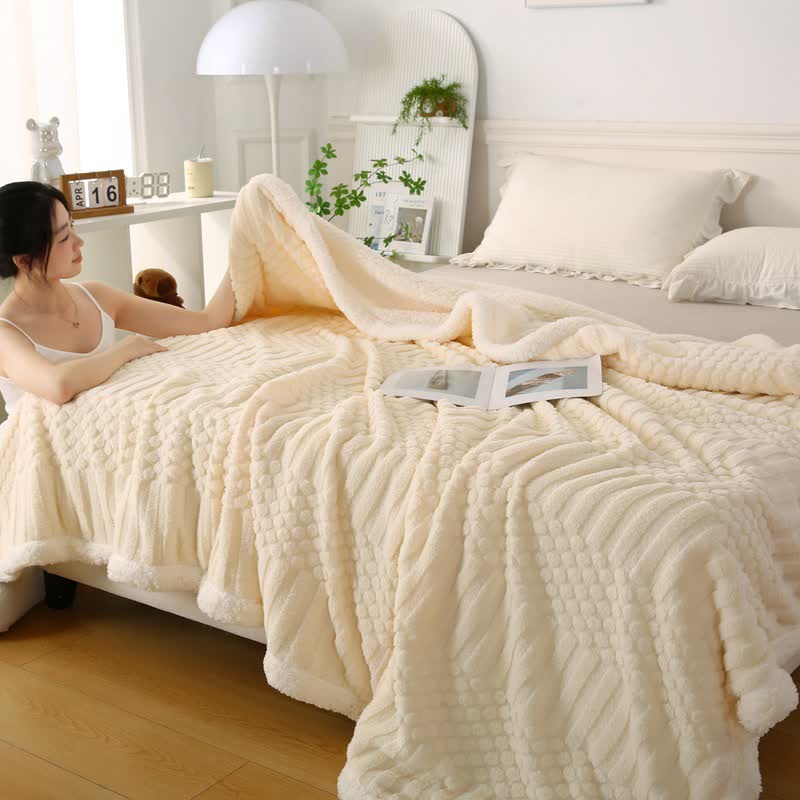 Solid Color Textured Fleece Throw Blanket - image 3