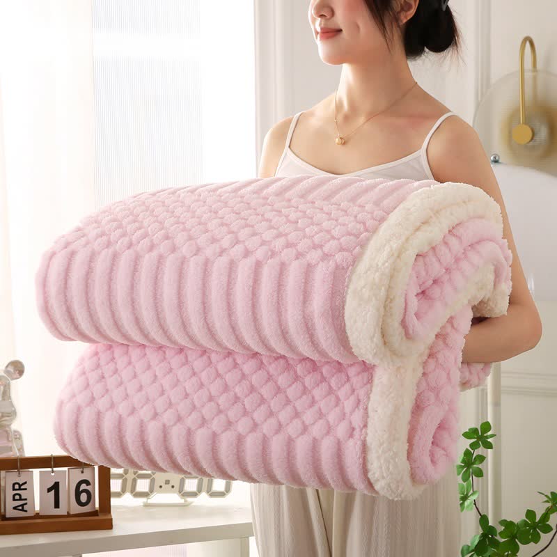 Solid Color Textured Fleece Throw Blanket - Pink - Queen - image 9