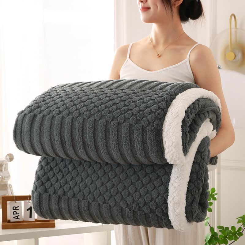 Solid Color Textured Fleece Throw Blanket - Dark Grey - Queen - image 12