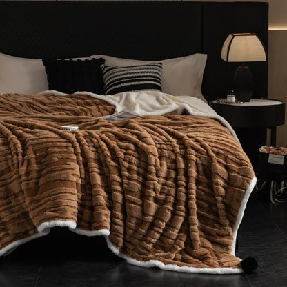 Textured Striped Jacquard Throw Blanket - Brown - Queen - image 10