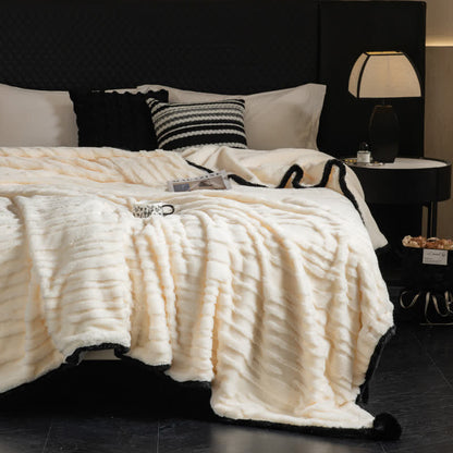 Textured Striped Jacquard Throw Blanket - White - Queen - image 8