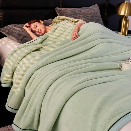 Minimalist Style Solid Color Blanket - Light Green - Queen - image 0