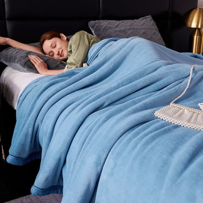 Minimalist Style Solid Color Blanket - Lake Blue - Queen - image 17