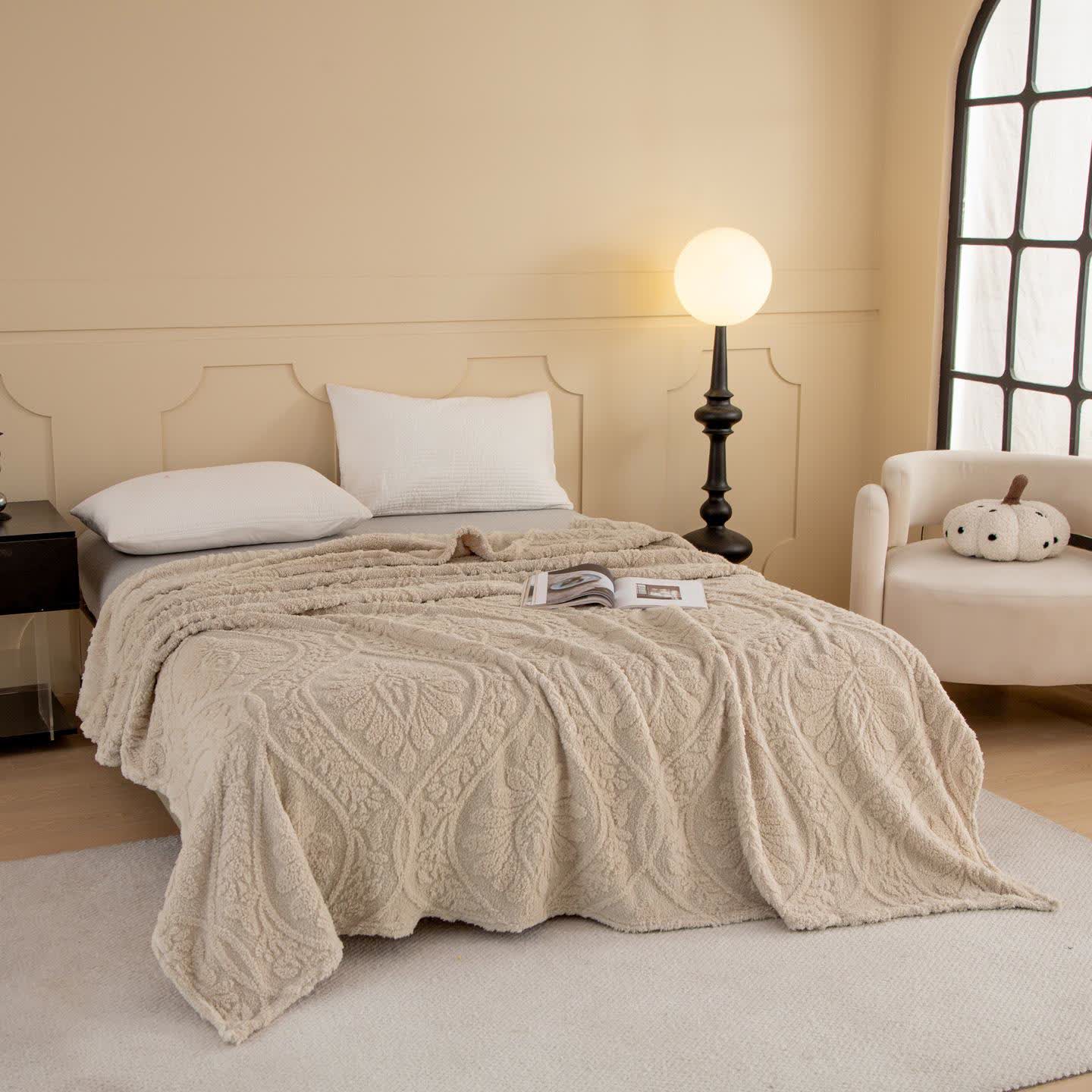 Vintage Floral Jacquard Throw Blanket - image 1