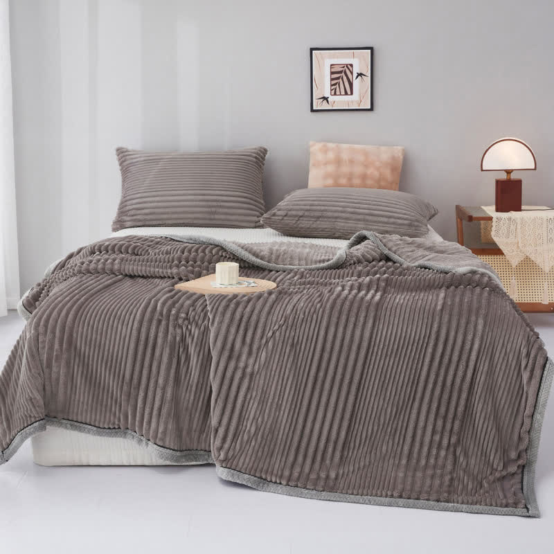 Solid Color Striped Plush Throw Blanket - Dark Grey - Queen - image 17