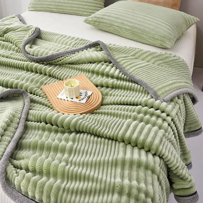 Solid Color Striped Plush Throw Blanket - image 11