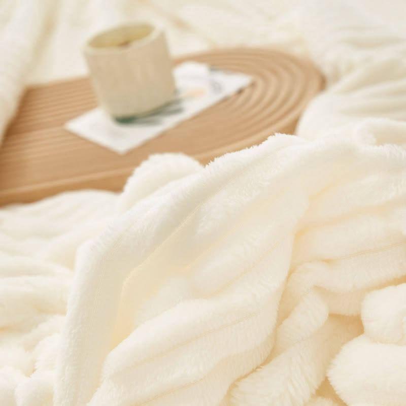 Solid Color Striped Plush Throw Blanket - image 8
