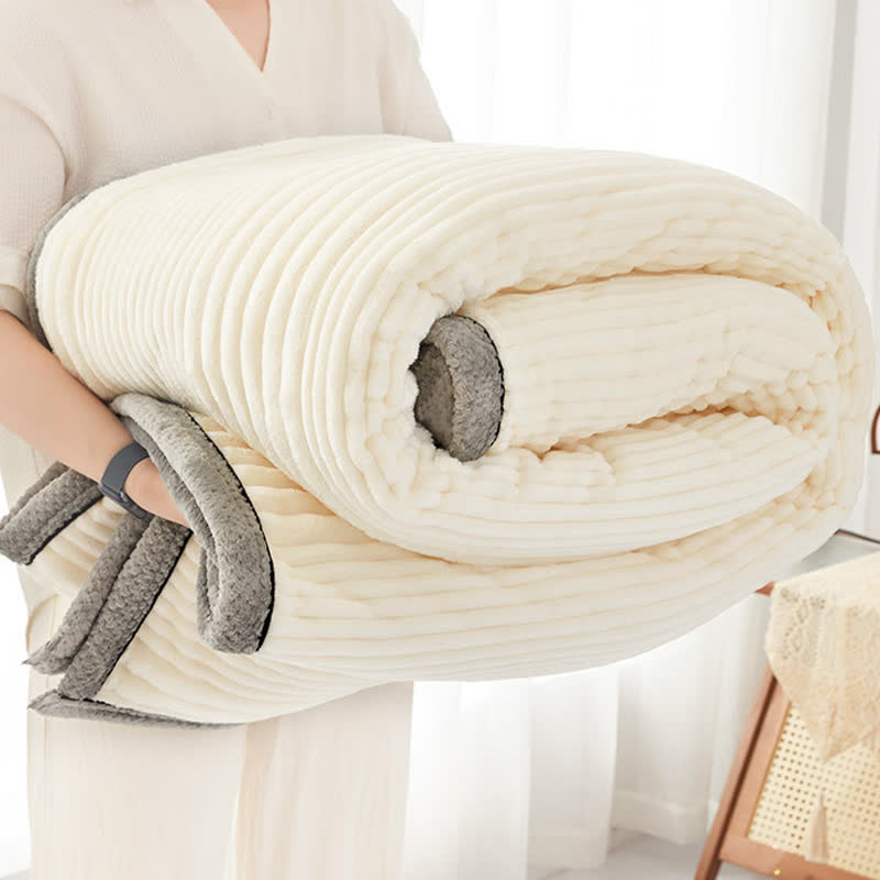 Solid Color Striped Plush Throw Blanket - image 6