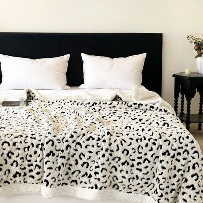 Leopard Jacquard Sherpa Throw Blanket - White - Queen - image 0