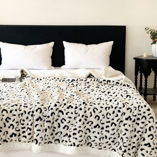Leopard Jacquard Sherpa Throw Blanket - White - Queen - image 0