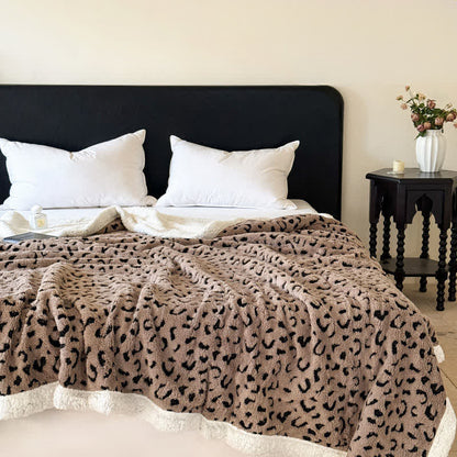Leopard Jacquard Sherpa Throw Blanket - Camel - Queen - image 19