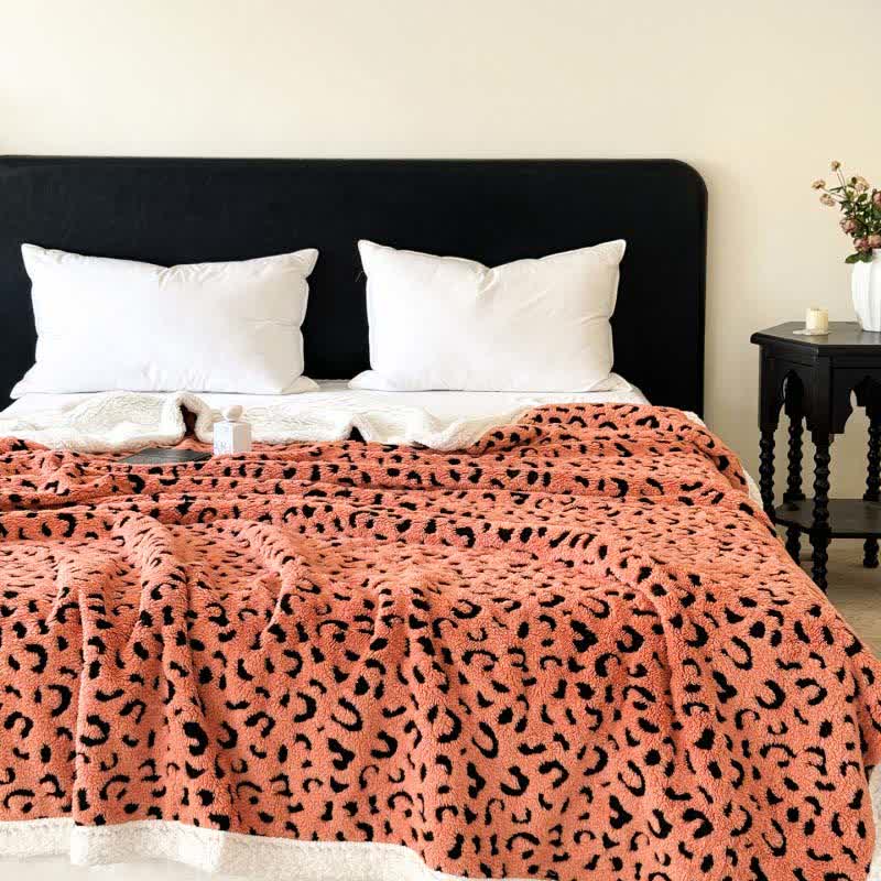 Leopard Jacquard Sherpa Throw Blanket - Orange - Queen - image 11