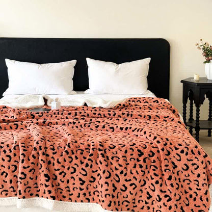 Leopard Jacquard Sherpa Throw Blanket - Orange - Queen - image 11