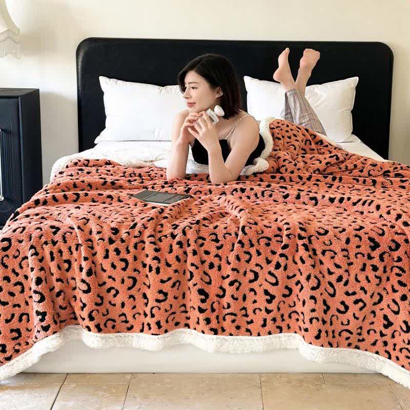 Leopard Jacquard Sherpa Throw Blanket - image 12