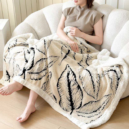 Large Leaf Jacquard Plush Blanket - image 6