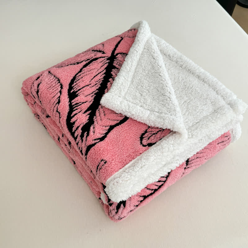 Large Leaf Jacquard Plush Blanket - image 9