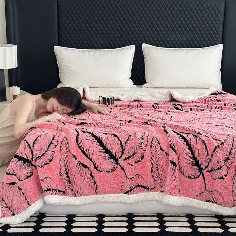 Large Leaf Jacquard Plush Blanket - image 8